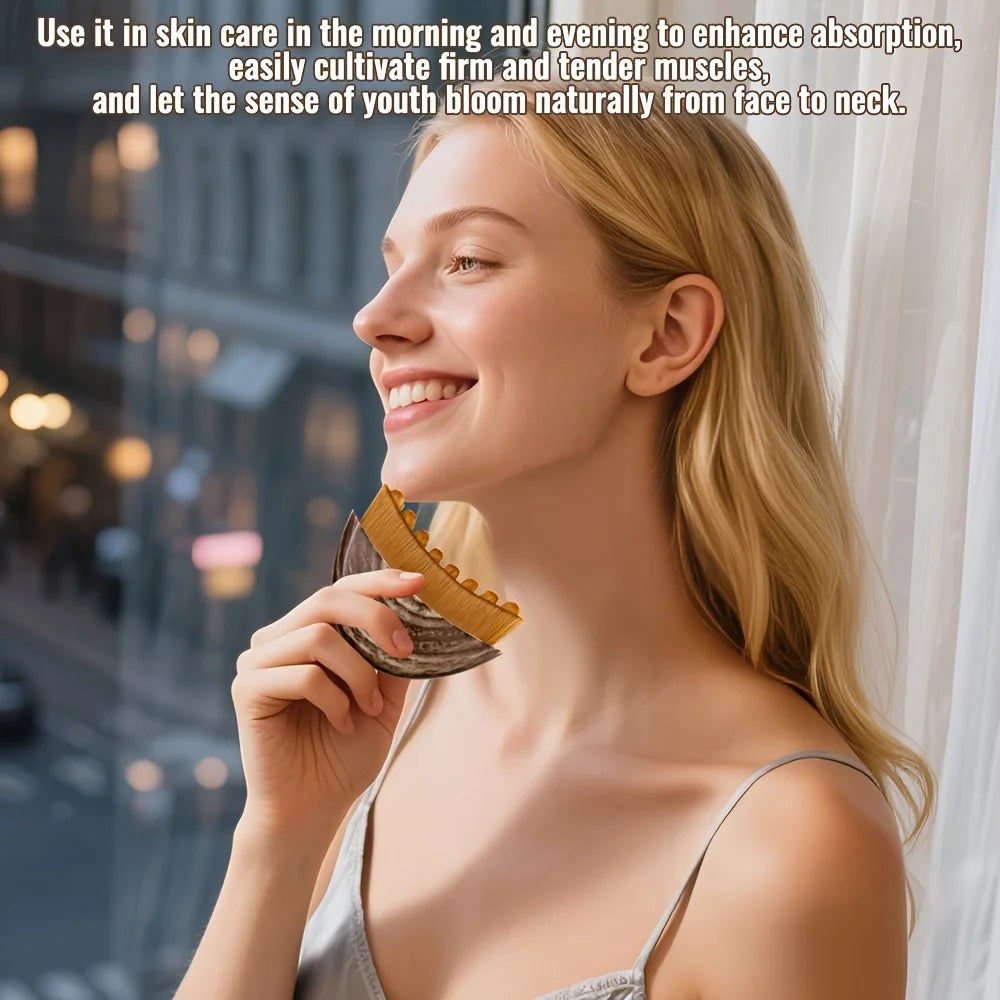 Lymph Contour Facial Brush, Dry Brush for Face, Jawline, and Chin Shaping, Ergonomic Design, Precise Fit to Light Beige Oasis Select