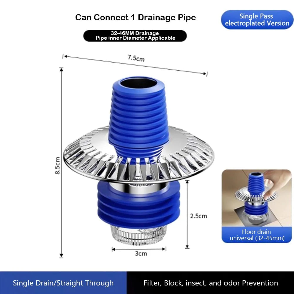 Anti-Odor Floor Drain Connector | Multi-Port Hose Adapter