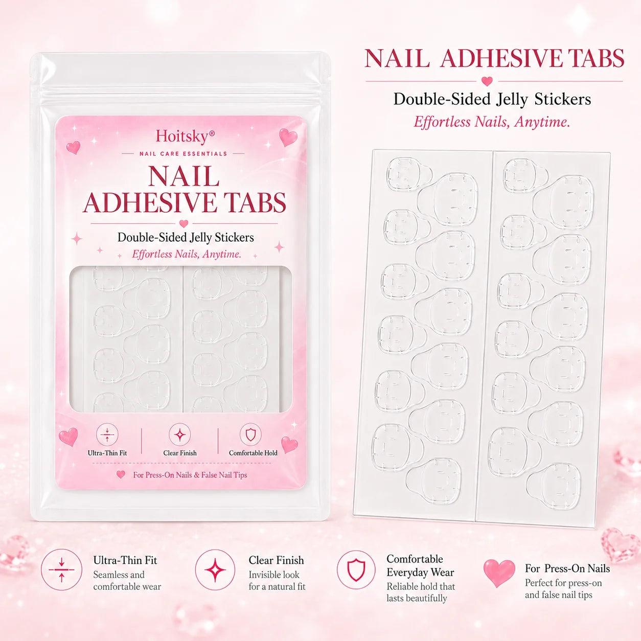 5/10Pcs Super Sticky Waterproof Nail Adhesive Tabs Reusable Glue Stickers for Press-On Nails Portable Manicure Supplies Oasis Select 5pcs