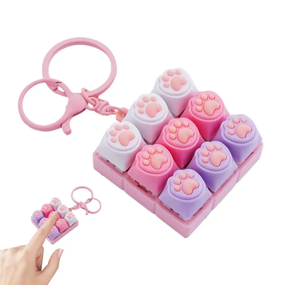 Silent Keyboard Fidget Toy,Fidget Keyboard For Stress Relief Cat's Paw Keyboard Fidget Clicker,ANTI-Anxiety Keyboard Keychains Oasis Select B