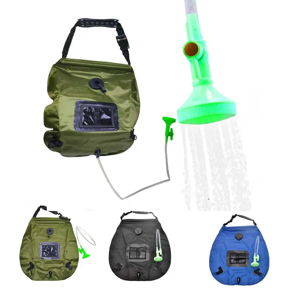 Solar Heating Camping Shower Bag with Removable Hose on Off Switchable Shower Head Compact Camping Shower Oasis Select