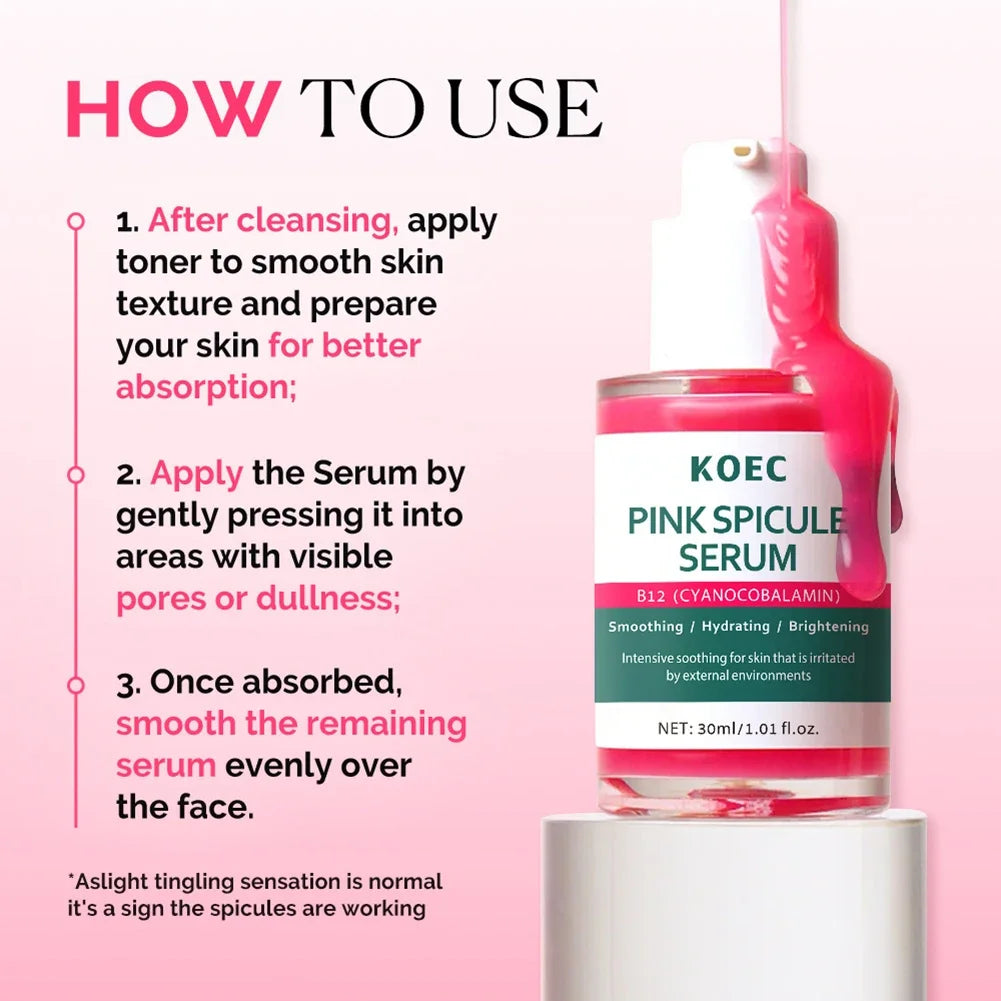 Pink Spicule Pore Tightening Anti-Aging Serum,ull Hydrating Protecting Skin Bright Revitalizing Unisex Essence Oasis Select