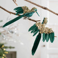 Glitter Feather Bird Christmas Ornaments – Set of 2