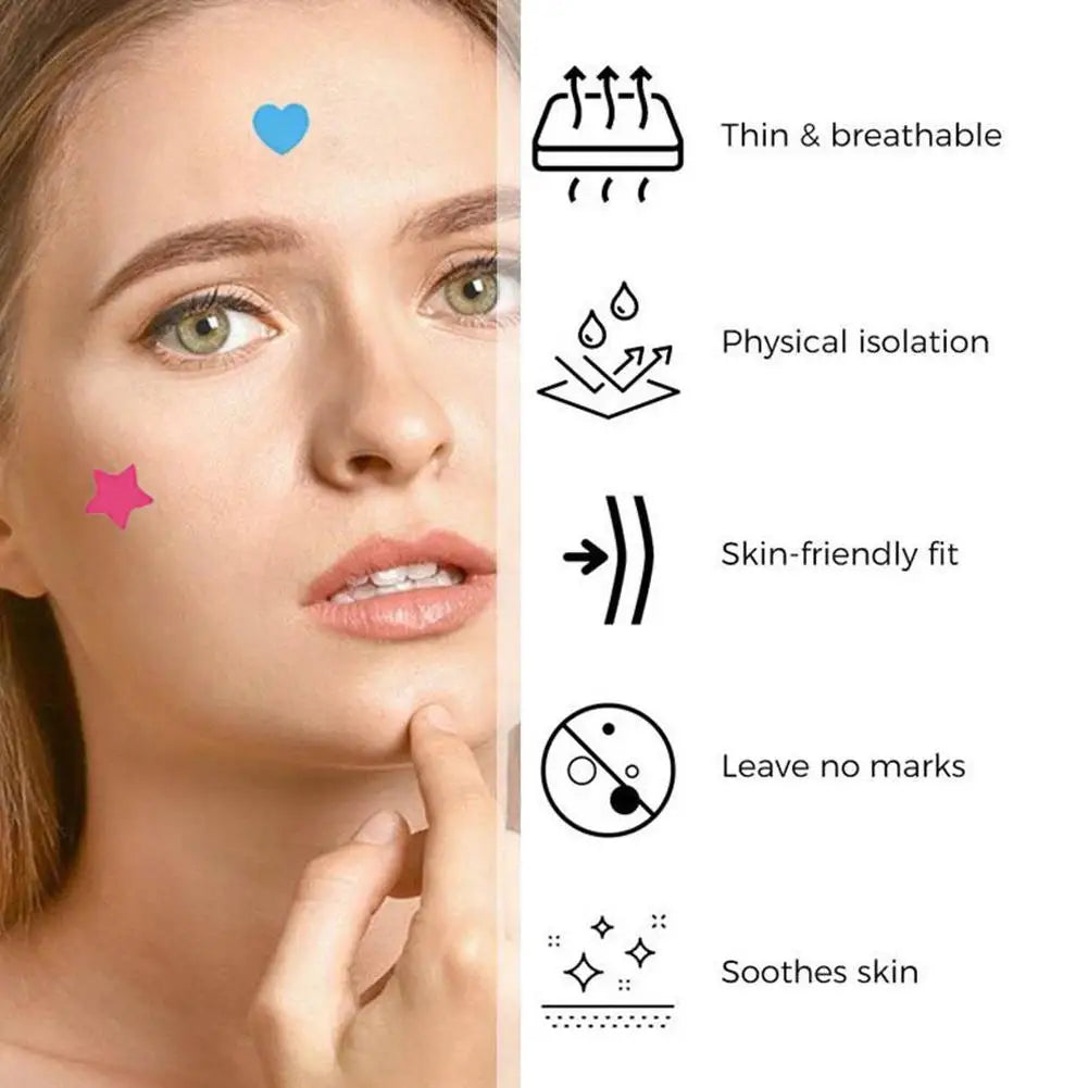 Mixed Sizes Hydrocolloid Acne Pimple Patches Invisible Acne Circle/Star/Heart Stickers For Face Zits, Blemish Spots Skin Care Oasis Select