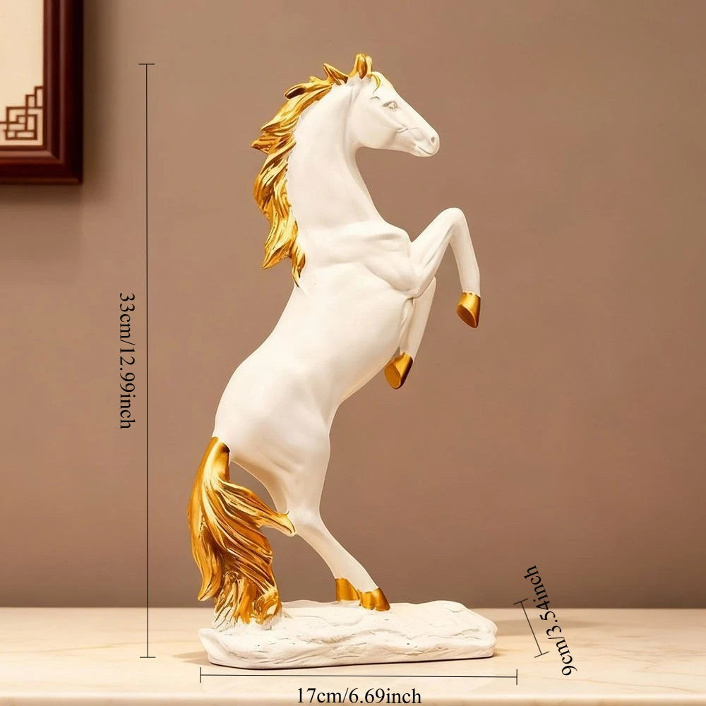 2026 Chinese Zodiac Horse Decoration Home Decor Craft Living Room TV Cabinet New Chinese Style "Horse to Success" Ornament Oasis Select Large white