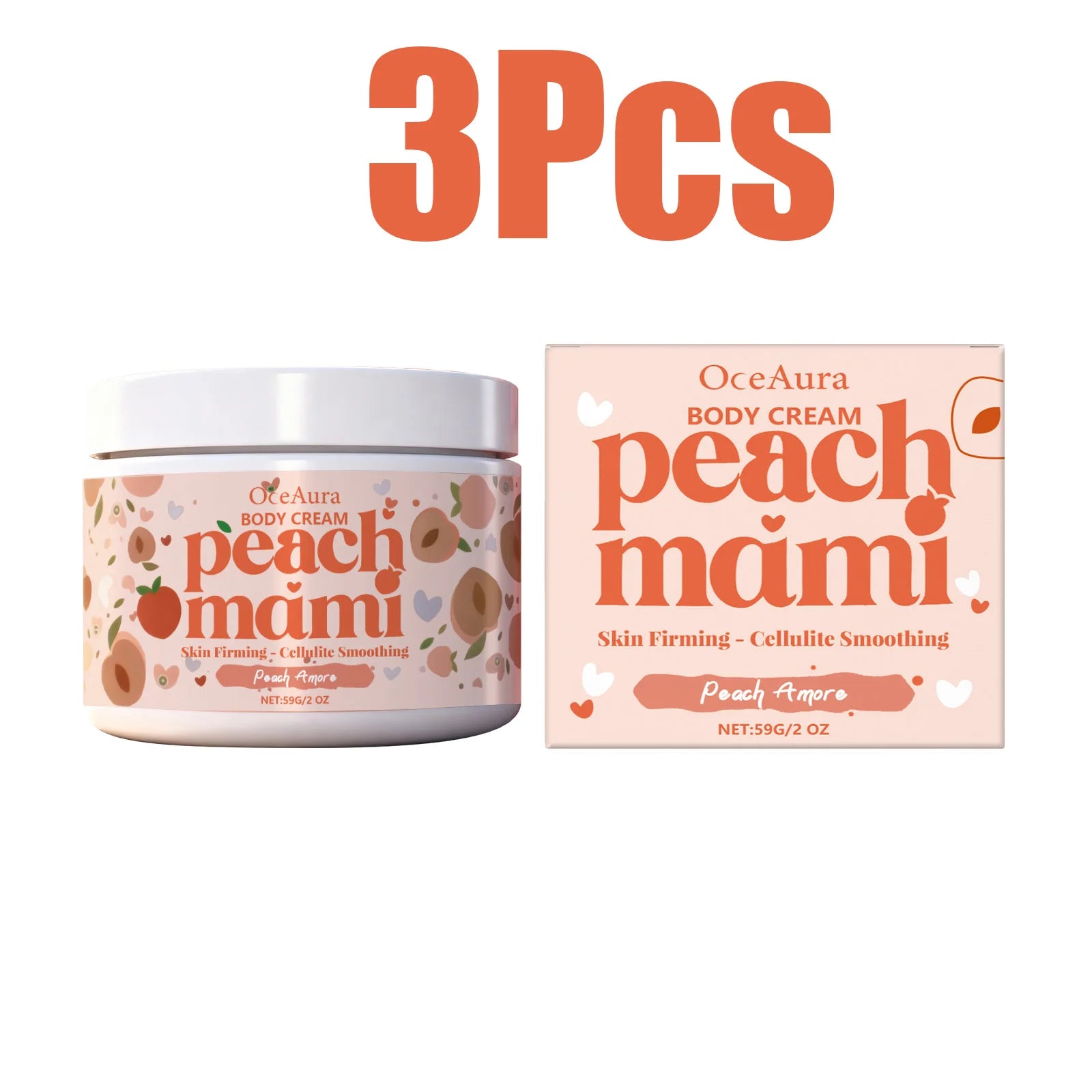 OceAura Peach Firming Body Cream – Tighten, Lift & Moisturize Firming Body Cream Oasis Select 3 x 59g Boxed