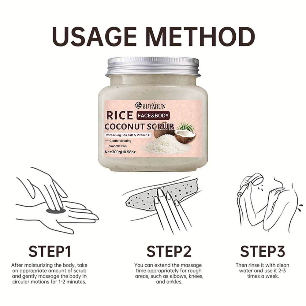 SUYARUN Rice & Coconut Exfoliating Scrub – Vegan, Sulfate-Free Exfoliating Body Scrub Oasis Select