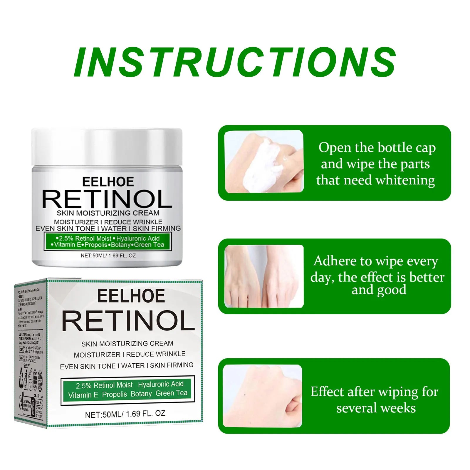 EELHOE Retinol Whitening Cream Private Part Armpit Knee Buttocks Moisturizer Dark Skin Bleaching Lighten Melanin Brighten Cream Oasis Select