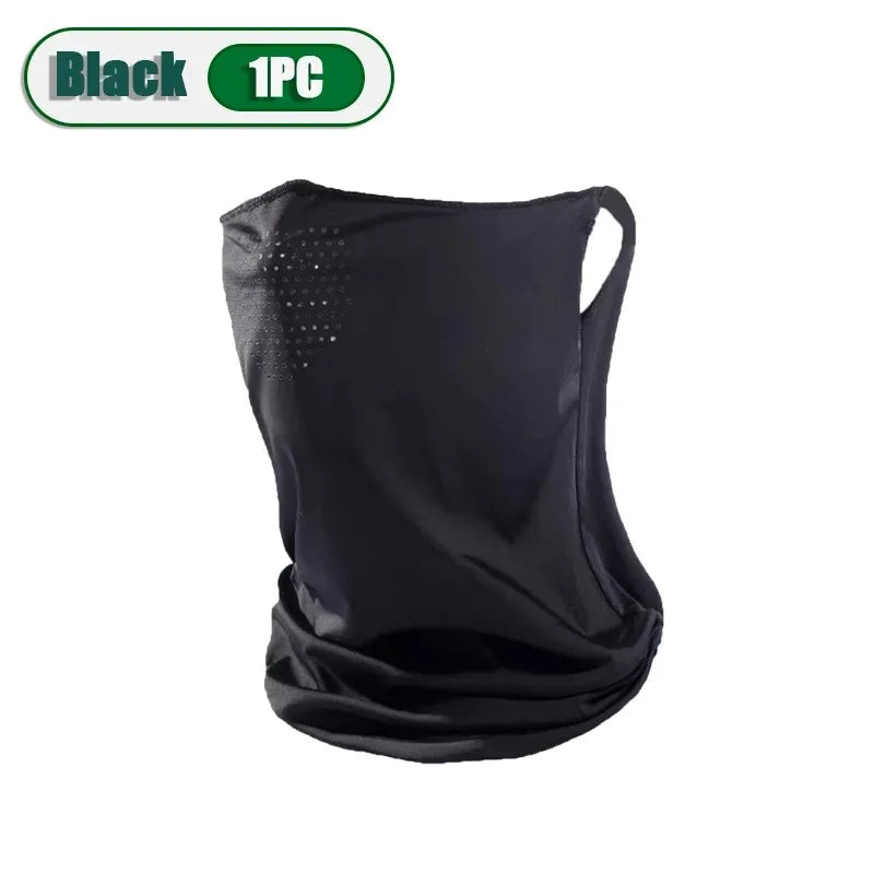 Summer Sunscreen Ice Silk Mask Neck UV Protection Face Cover Sunscreen Face with Brim Outdoor Cycling Sun Protection Hats Caps Oasis Select Black-1PC