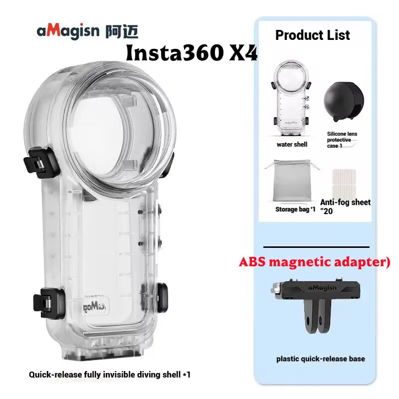 AMagisn Invisible Dive Case for Insta360 X5/X4 – 60m Waterproof
