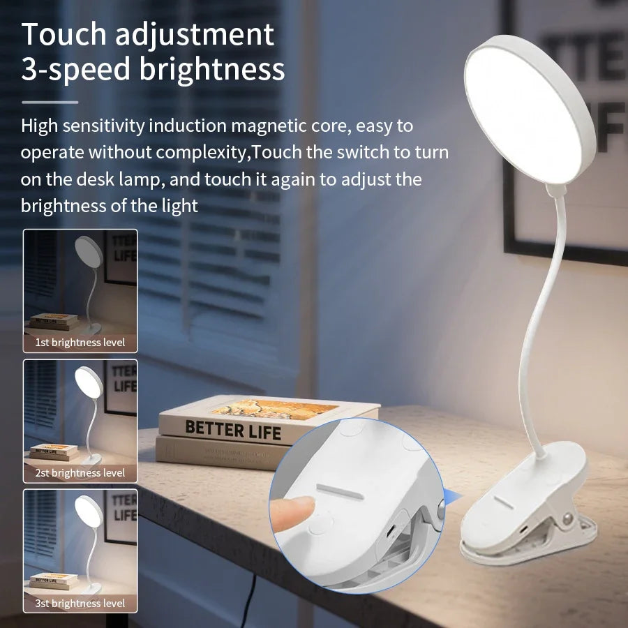 GGBEE LED Clip-On Desk Lamp – USB Dimmable Reading Light Clip-On Desk Lamp Oasis Select