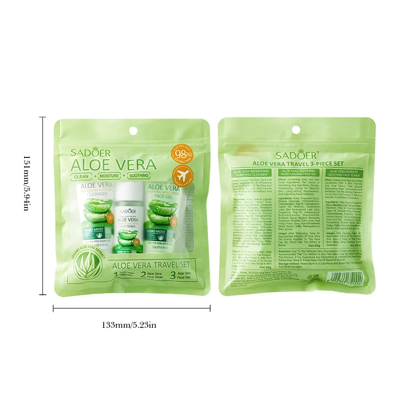 SADOER Aloe Vera Travel Skincare Set – Cleanser & Face Gel