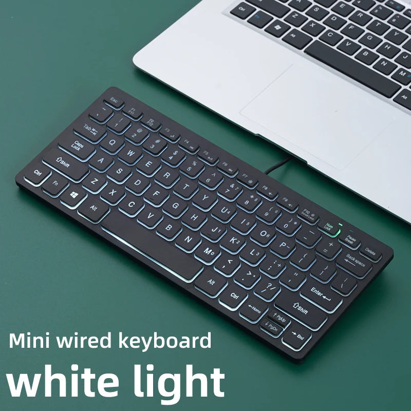 78Keys Wired Mini Keyboard, Chocolate Keycaps, Polychrome Backlight, Slim&Quiet, Multi-scene Application, USB, Compatible Laptop Oasis Select White light