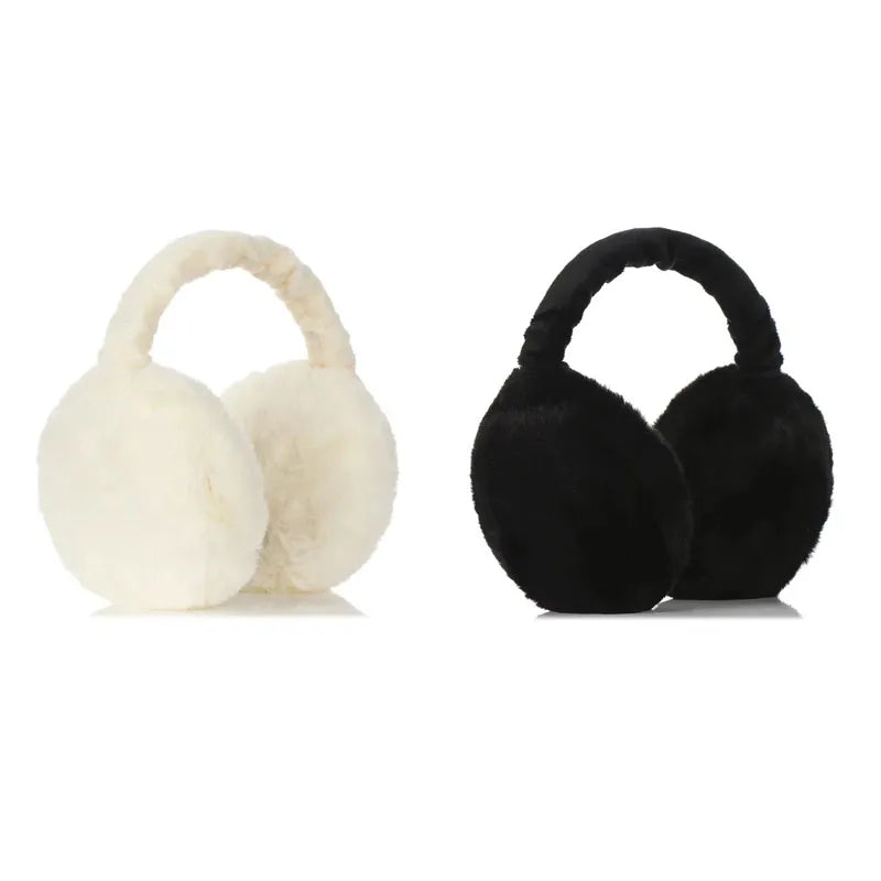 1/2/4pcs Outdoor cold protection earmuffs ear cover soft plush ear warmer winter warm for women men fashion solid color earflap Oasis Select white-black
