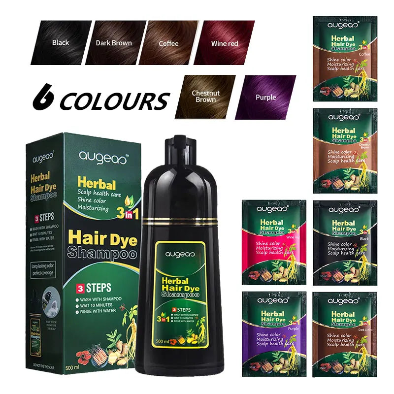 Herbal Plant Hair Dye Shampoo – 6 Colors, Grey Coverage Hair Dye Shampoo Oasis Select