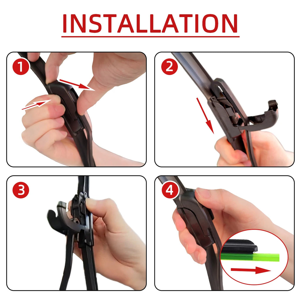 1PC Car Windshield Wiper Blades Hook Universal Soft Rubber Frameless Bracketless Car Wipers 14" 16" 18" 19" 20" 21" 22" 24" 26" Oasis Select