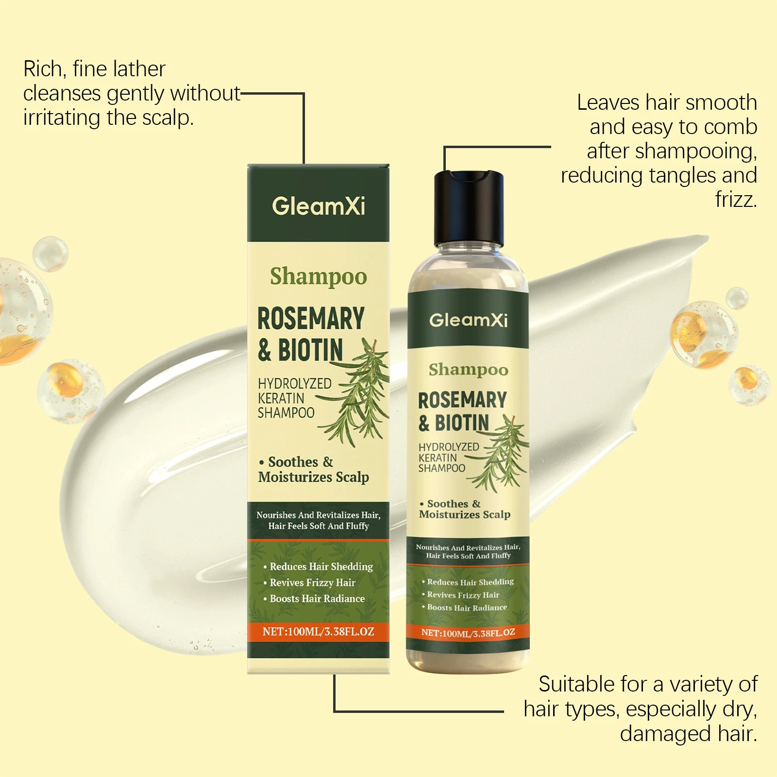 Organic Rosemary Biotin Shampoo Hair Thickening Strengthening Shampoo Deep Nourishing Volumizing Anti Dandruff Hair Care Product Oasis Select