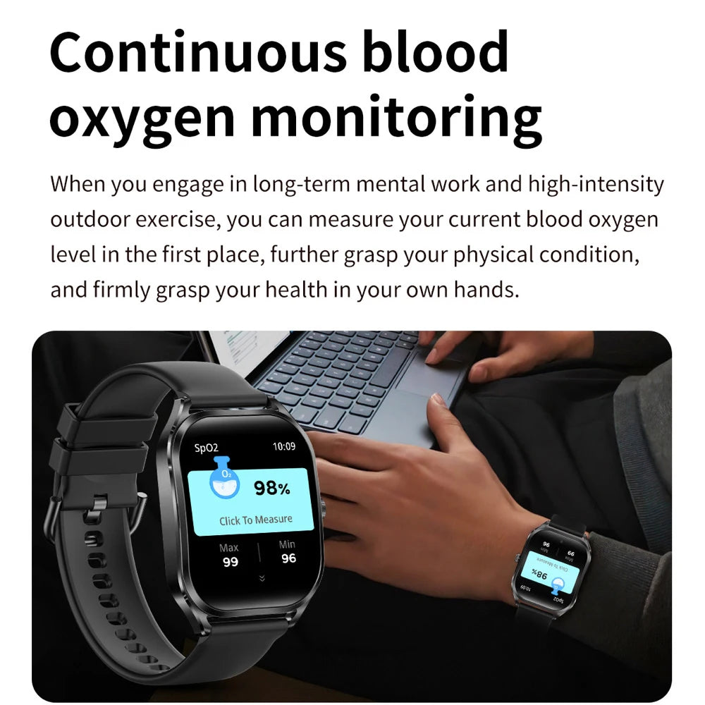 2.02" 3D Curved Screen Smart Watch Men Women Blue Tooth Call Watches Sports Fitness Health Smartwatch Waterproof Music Weather Oasis Select