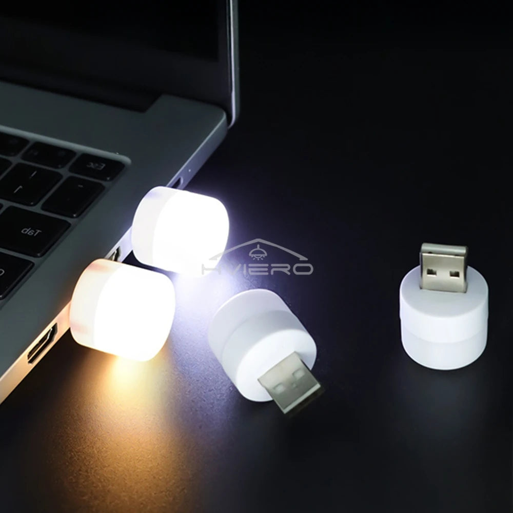 HVIERO USB LED Night Light – Warm & White Glow, Plug & Play