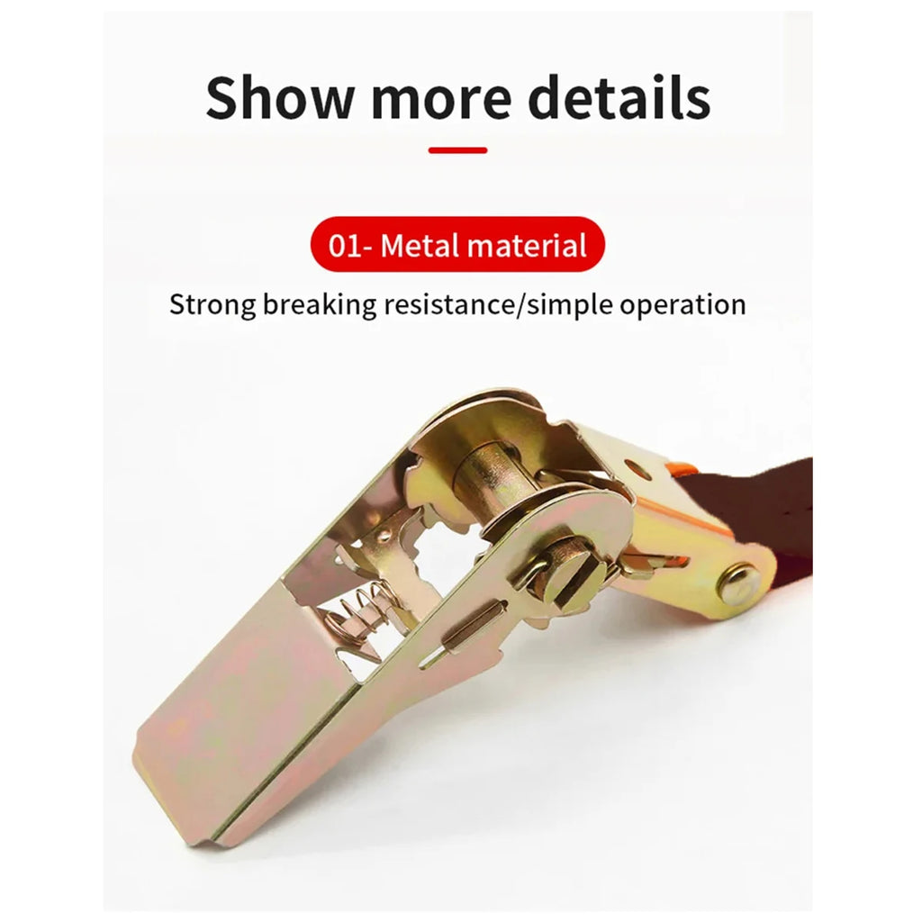 5m Cargo Strap Ratchet Tensioner Freight Car Fixed Tightener Tighten Rope For Luggage Goods Transportation Outdoor Camping Oasis Select
