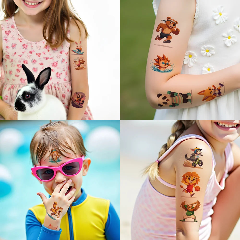 63-Piece Waterproof Temporary Tattoo Stickers – Animal & Anime