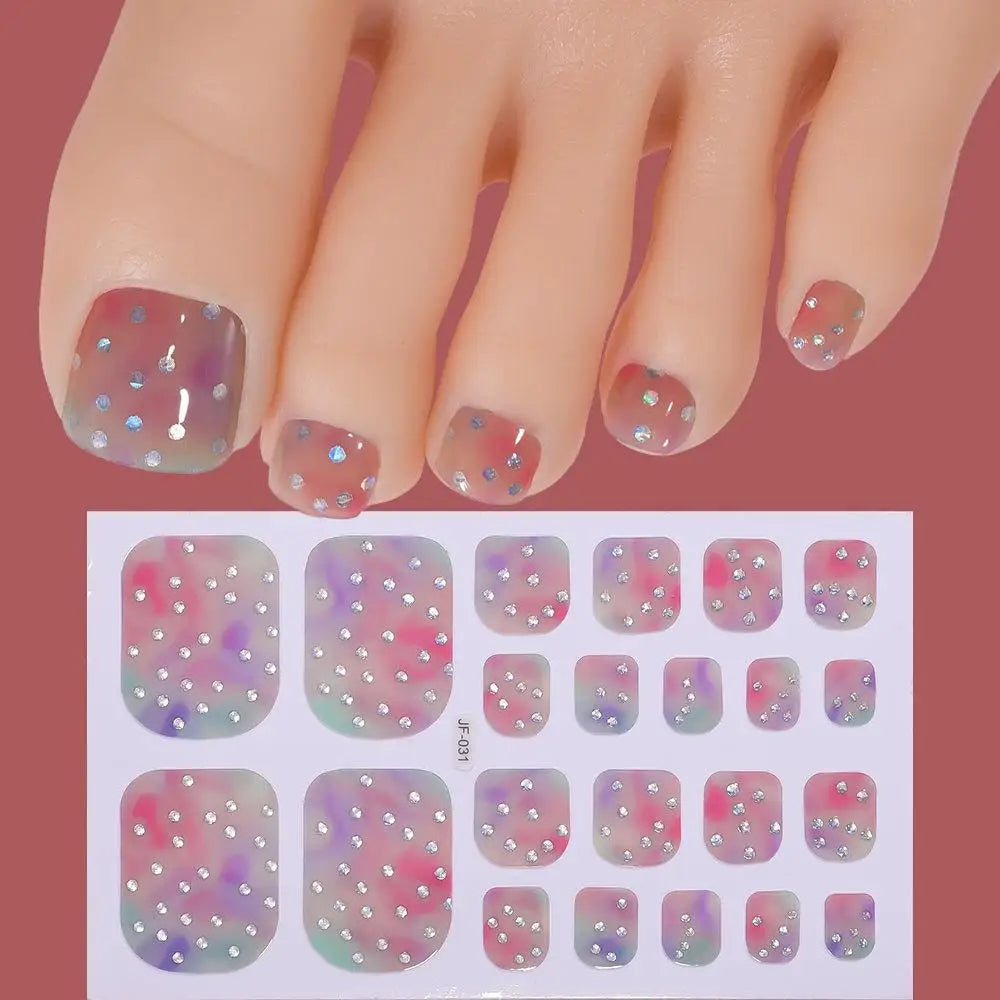 Glitter Toenail Stickers – 22 Tips Full Wrap Nail Decals Nail Art Stickers Oasis Select A