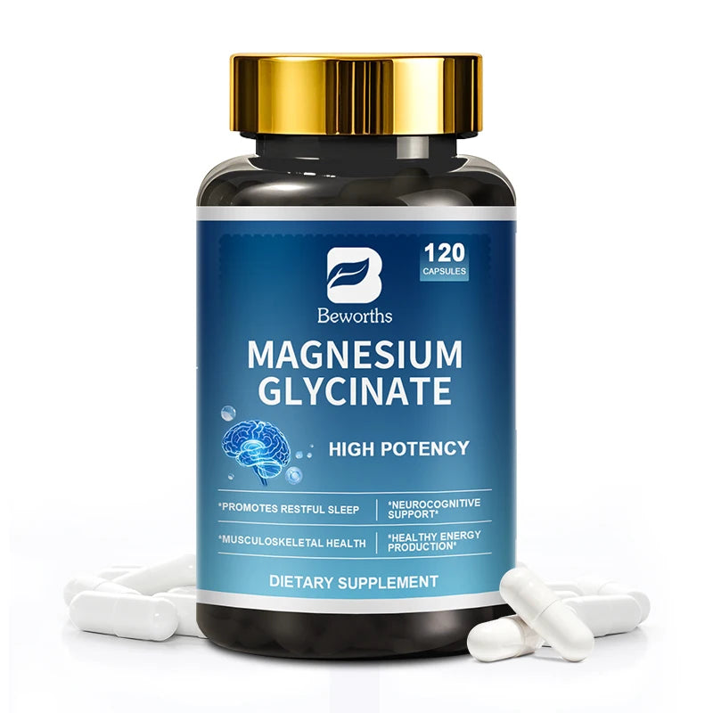 BEWORTHS Magnesium Supplement Contains Ashwagandha and GABA Help Sleep Support Muscul,Bone and Mood Health Energy Support Oasis Select 120pcs 1bottle United States