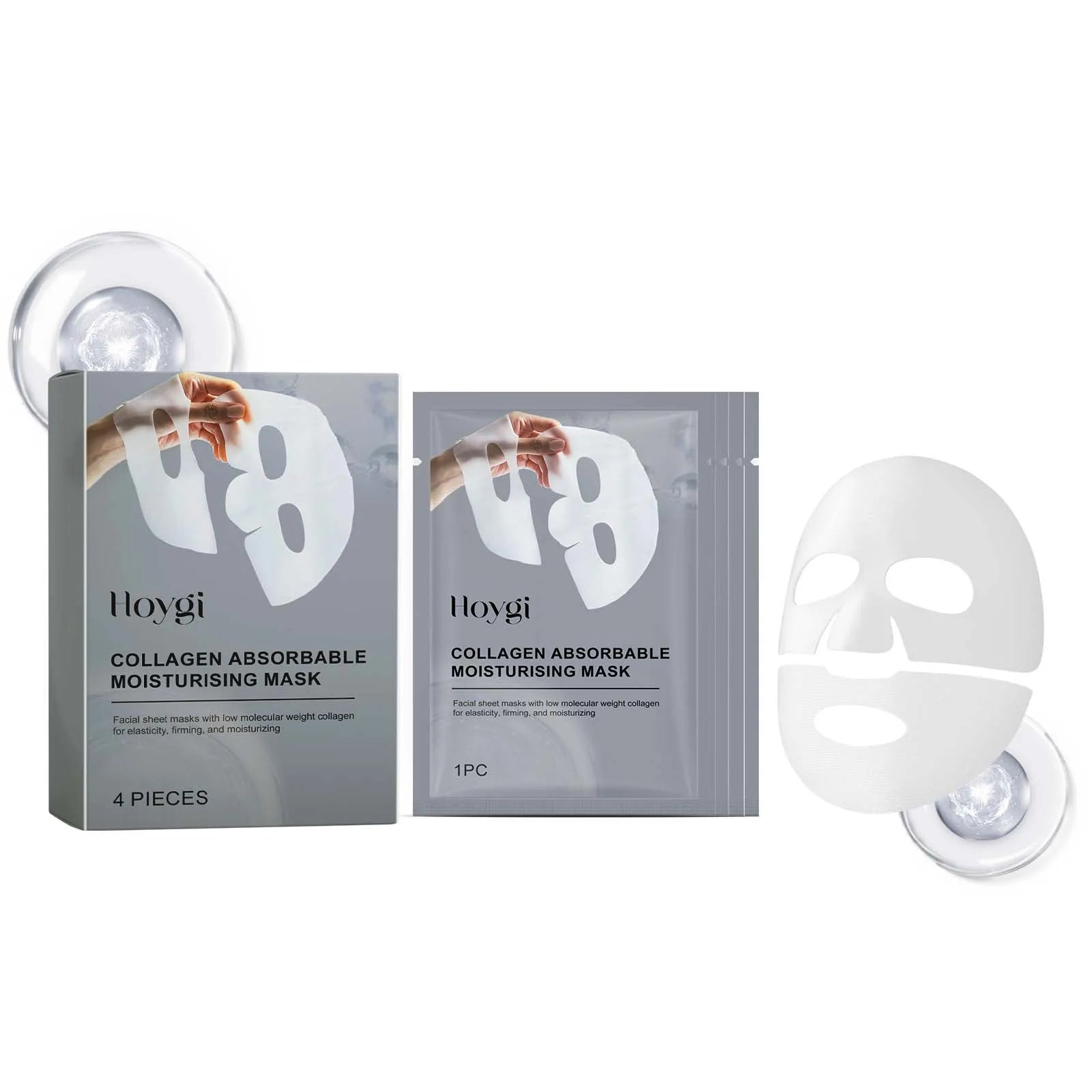 Hoygi Collagen Sheet Mask – Hydrating, Pore-Minimizing & Anti-Aging Collagen Sheet Mask Oasis Select 4pcs boxed