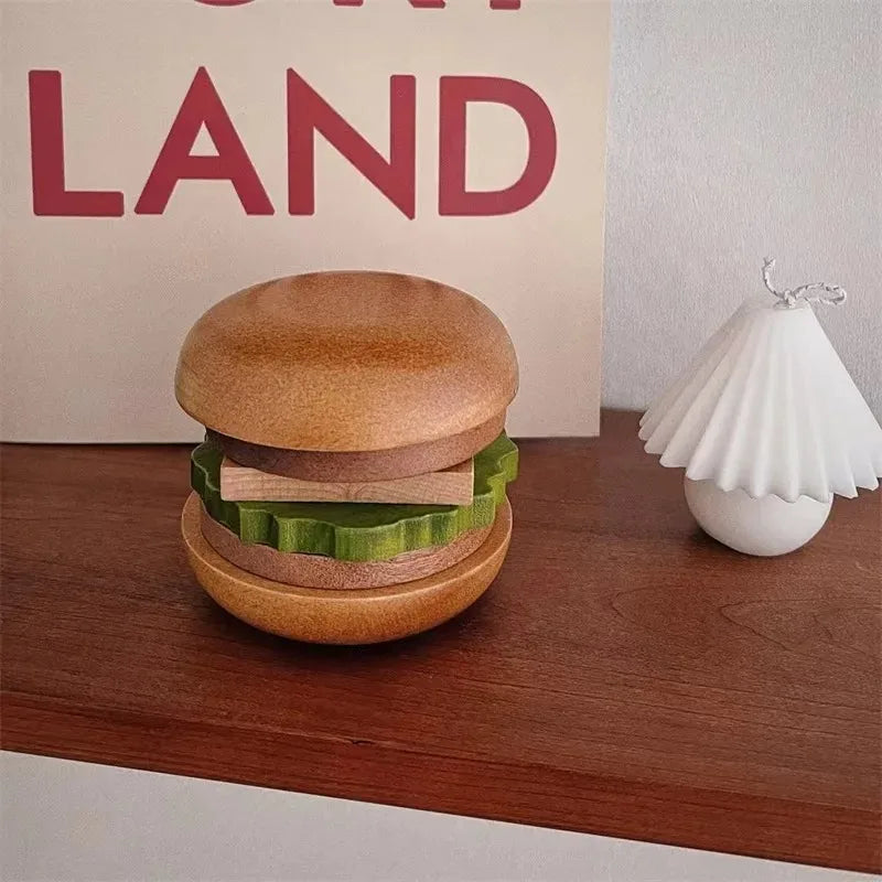 6-Piece Burger-Shaped Solid Wood Coasters – Anti-Slip Cup Mats Wood Coaster Set Oasis Select