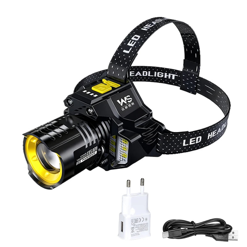 Rechargeable LED Sensor Headlamp – Zoomable COB 5-Mode Torch