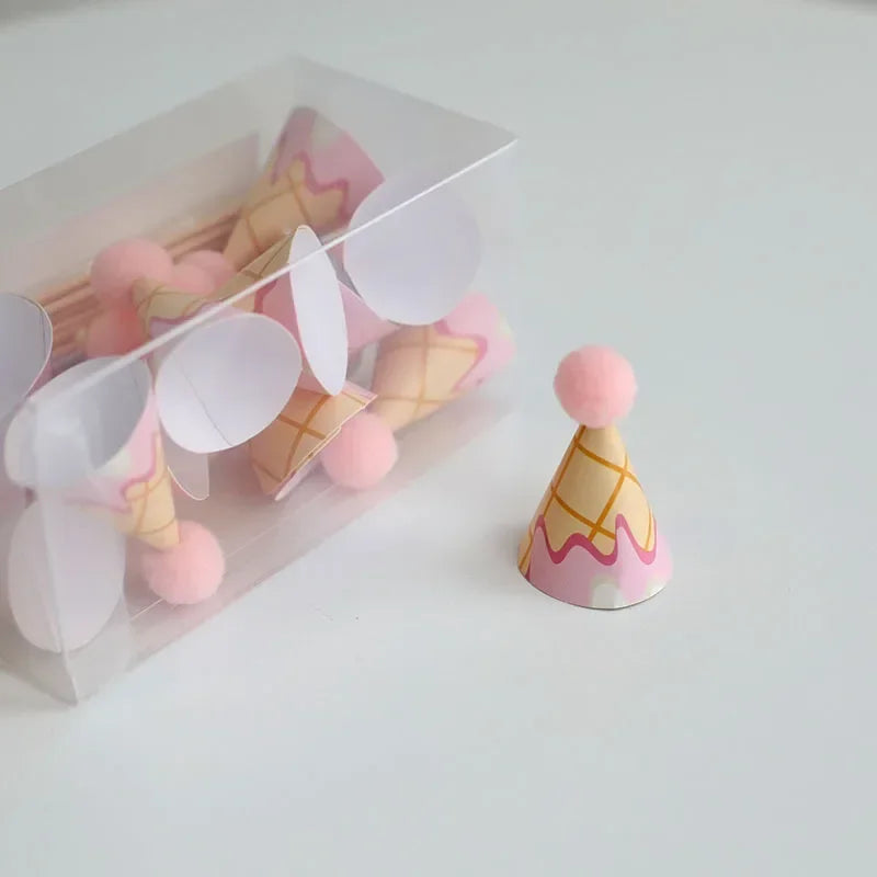 15Pcs/SET Mini Birthday Hat Cake Toppers DIY Cake Decoration Kids Birthday Cake Top Flages Baby Shower Cupcake Toppers Oasis Select PKBQL