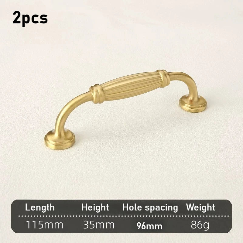 Brass French Handle Light Luxury Style Wardrobe Drawer Cabinet Gold European Cabinet High End Bronze Middle Ancient Style Handle Oasis Select 2pcs Copper 96mm