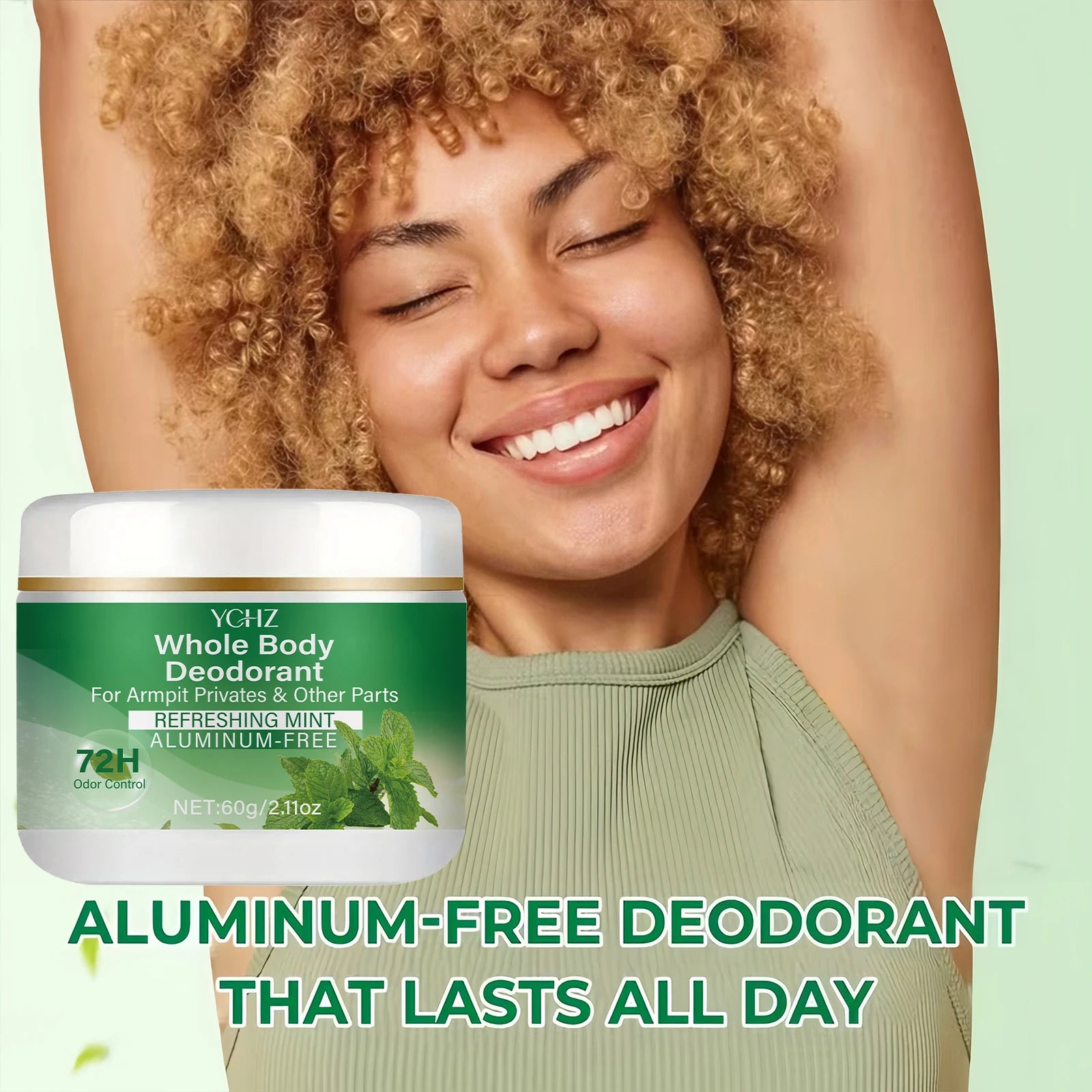 YCHZ Mint Vegan Deodorant Balm – 72-Hour Odor Control, 60g