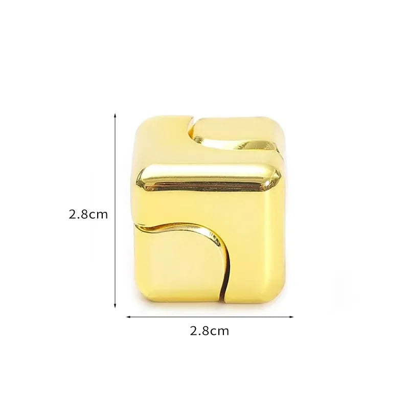 Metal Cube Spinner Fidget Toy Fingertips 3D Puzzle Gyro Gear Sensory Anti Stress Relief Educational Games for Kids Adults Oasis Select Gold
