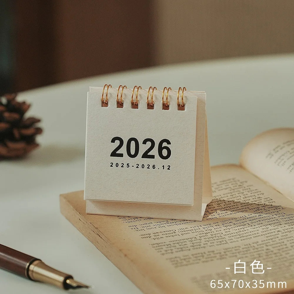 2026 Mini Desktop Calendar Creative Planning Desk Calendar for School, Dormitory, Room, Desktop Decoration, Office Stationery Oasis Select WHITE