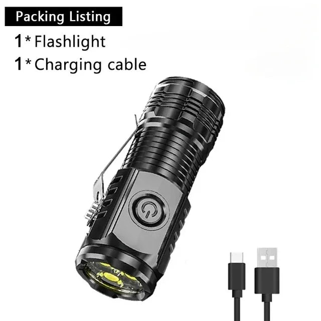 High Strong Power LED Flashlight Built-in Battery Type-C Rechargeable with Pen Clip Torch Outdoor Camping Emergency Lantern Oasis Select 1000LM