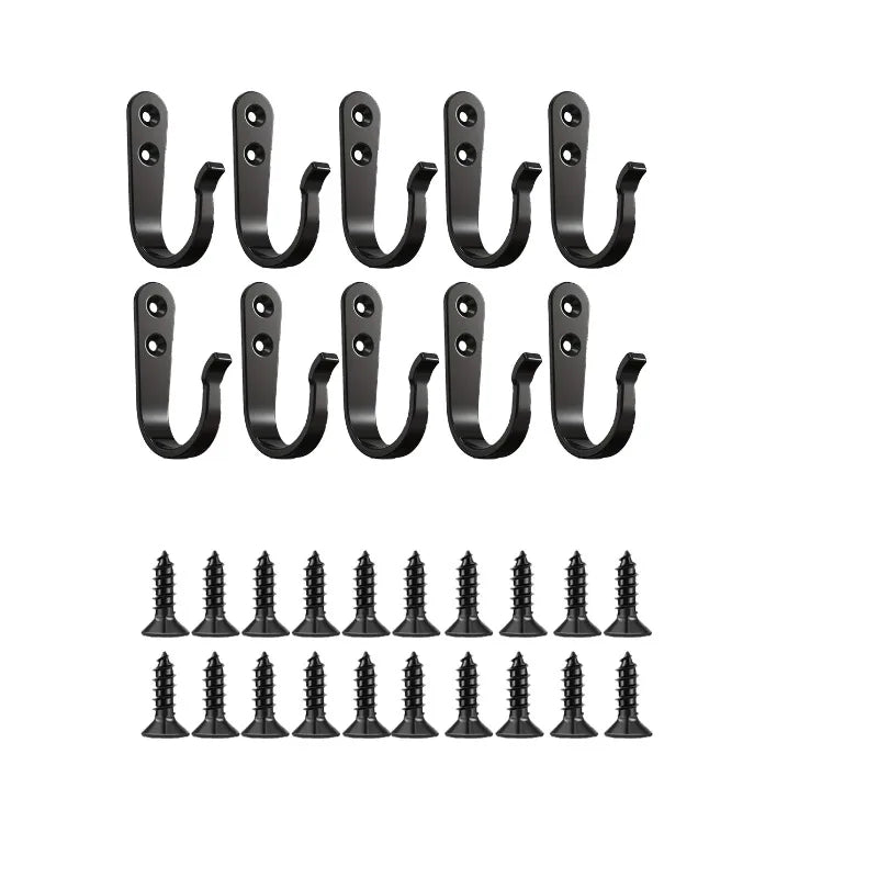 5/10 sets Heavy Duty Iron Hooks with Screws, Anti-Rust Wall Mounted Hanger for Garden Tools Garage Organization,Gancho De Pared Oasis Select 10 sets