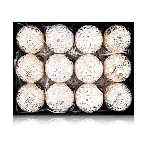 12-Pcs Vintage Christmas Ball Hanging Ornaments For Christmas Tree Decoration 8cm Christmas Ornaments For Xmas Trees Home Decor Oasis Select