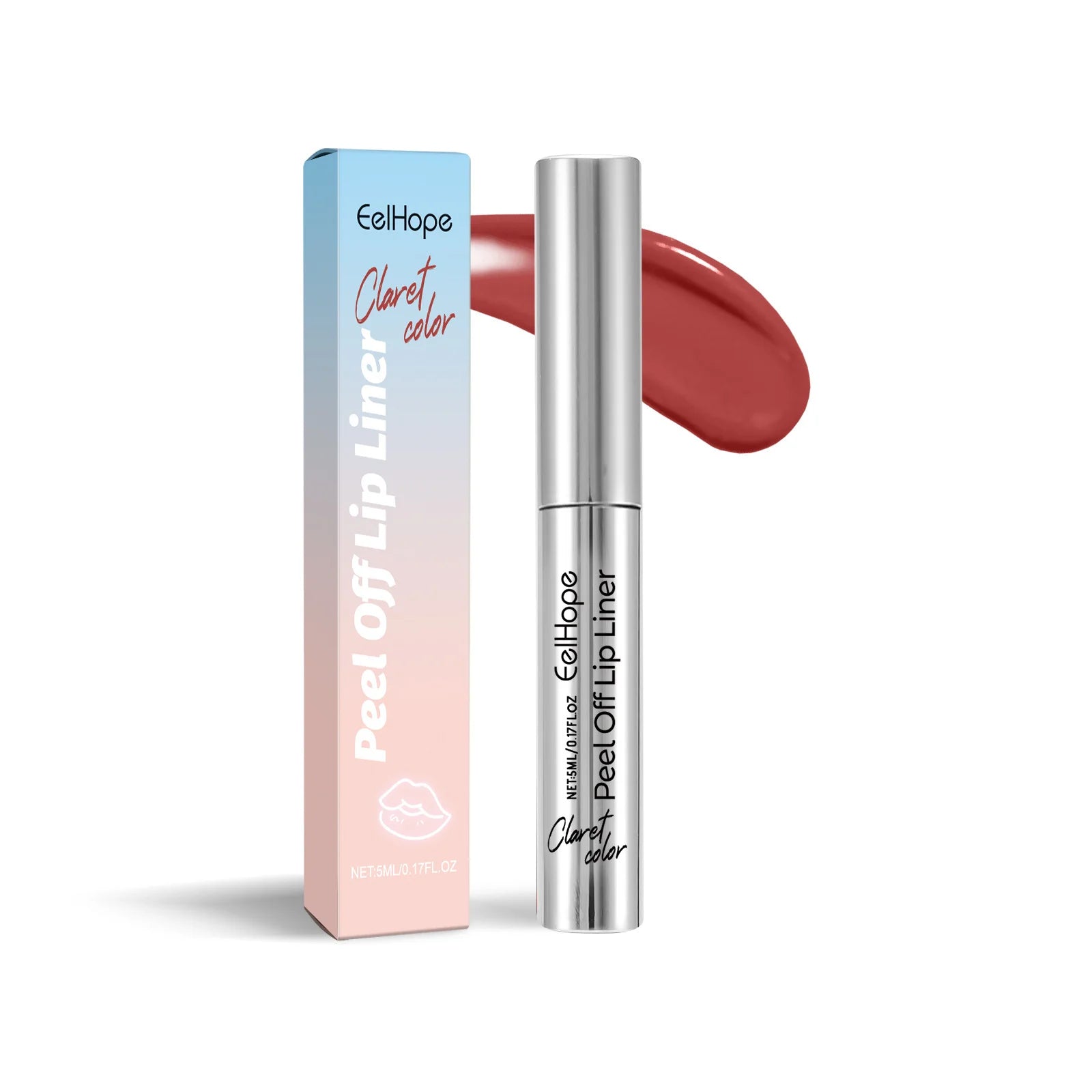 Eelhope Peel-Off Lip Liner – Waterproof Matte Tint Lip Stain Peel-Off Lip Liner Oasis Select Claret Red