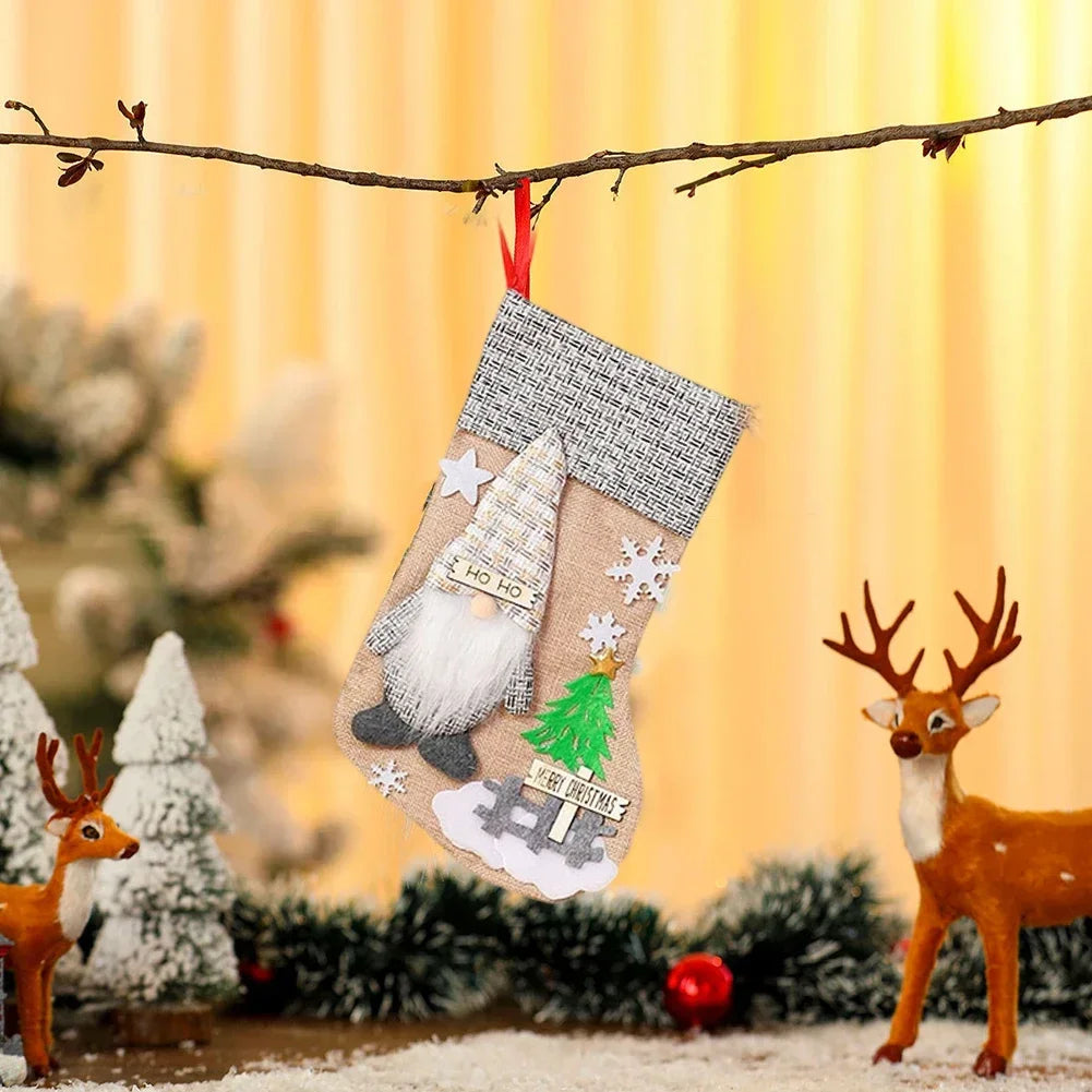 4 Plush Christmas Stockings With 3D Gnome Design For Festive Decor Christmas Ornaments For Xmas Trees Home Decor Oasis Select
