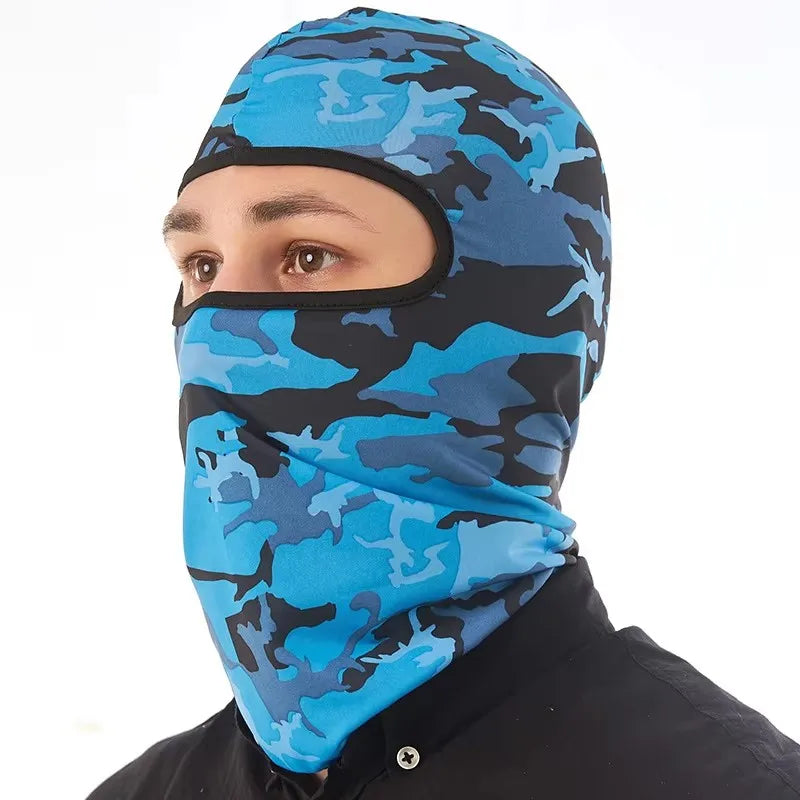 1/2pcs Men's Cycling Cap Balaclava Full Face Ski Mask Hood Hiking Camping Hunting Tactical Airsoft Cap Bike Hats Neck Gaiter Oasis Select 1pcs-camouflage Blue