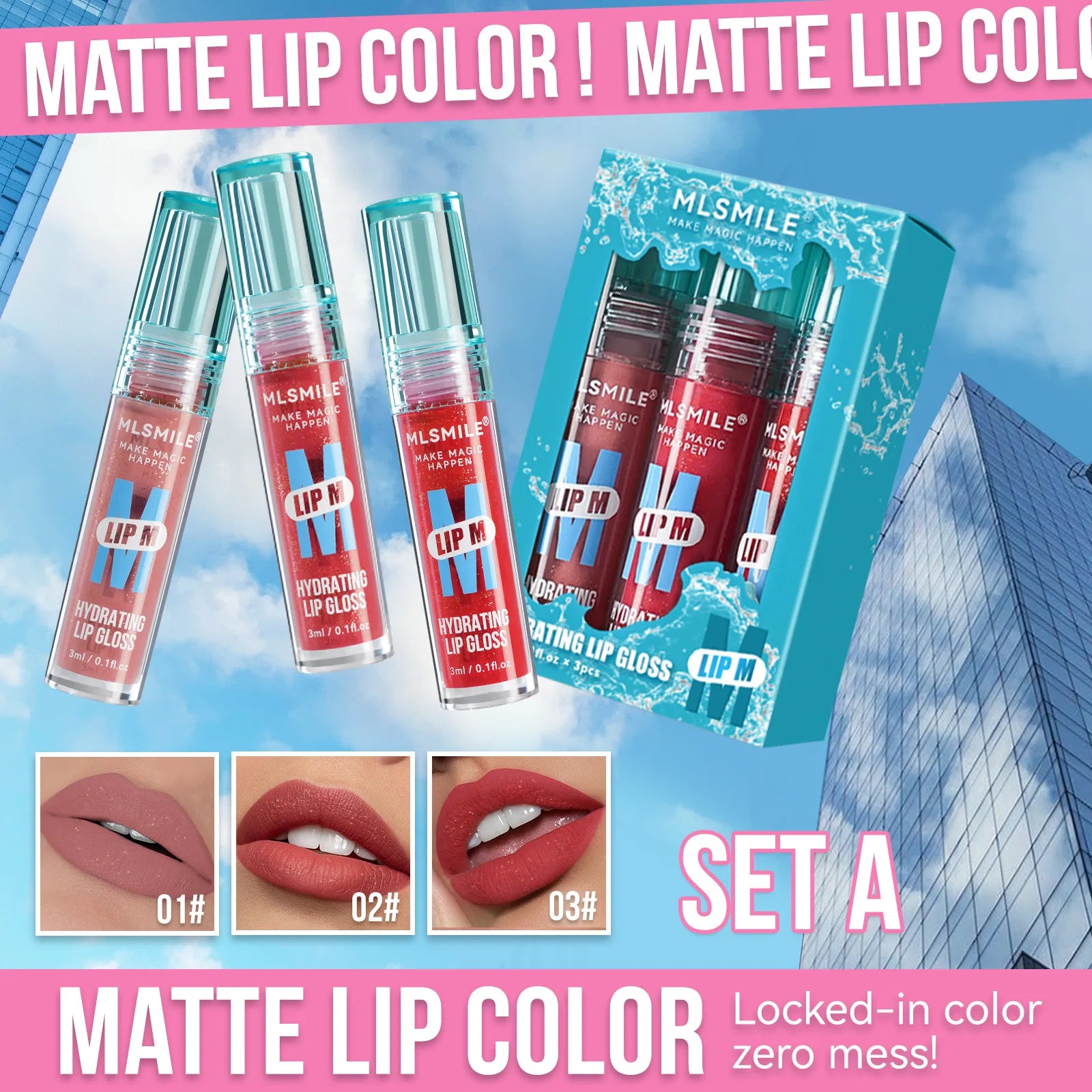 MLSMILE Pearl Lip Gloss – Matte Velvet, Waterproof, Long Lasting