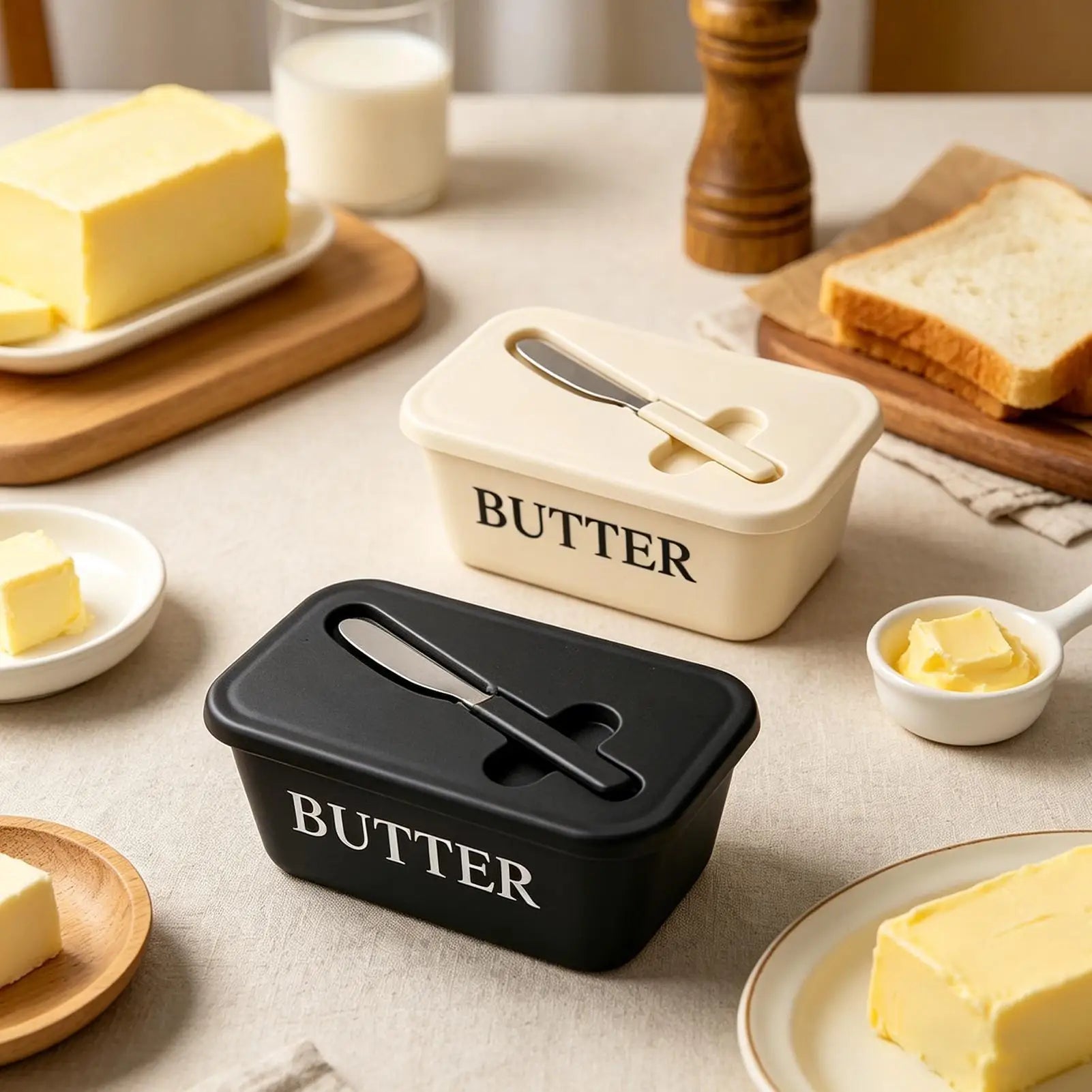 Butter Cheese Fridge Storage Box with Knife Large Capacity Organizer Butter Container Box Butter Dish Tableware Dish Serving Oasis Select