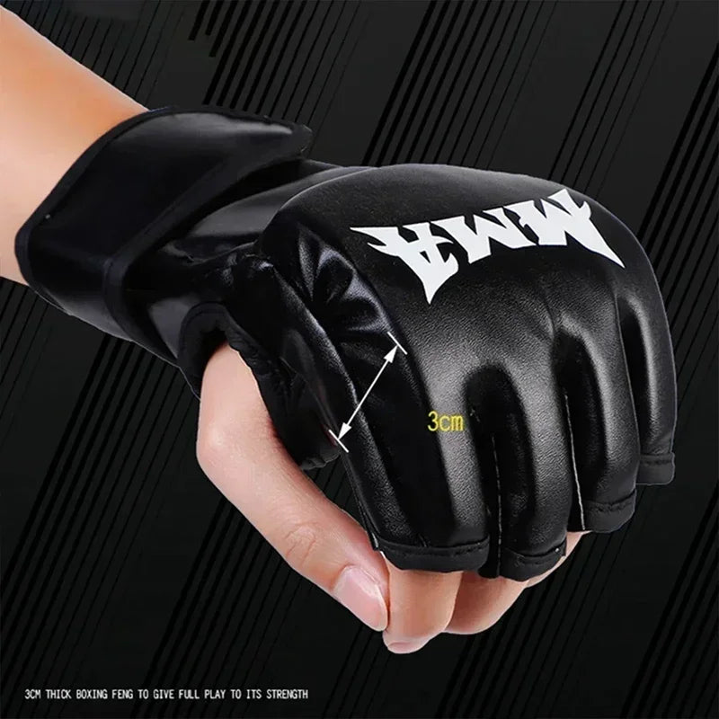 Professional Boxing Training Gloves Half Finger Leather Cushion for Adult Sanda Boxing UFC Training Sandbag Knuckles Oasis Select