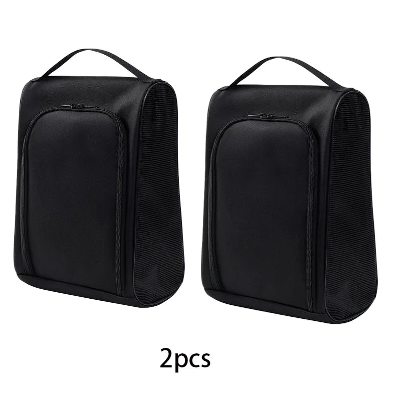 Lightweight Breathable Shoe Bag for Golf & Sports, Portable Oxford Cloth Shoe Carrier Bag, Dustproof Handbag for Travel Storage Oasis Select 2pcs black