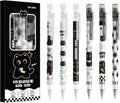 6pc Cute automatic pencil with eraser, 0.5mm lead, featuring a cartoon black cat design, suitable for students, boys, and women. Oasis Select 1 box of 6 pieces
