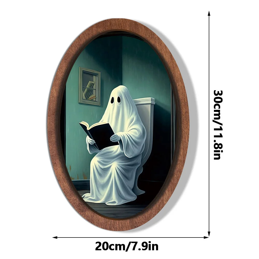 Halloween Ghost Wooden Photo Frame Painting Retro 3D Hanging Plaque