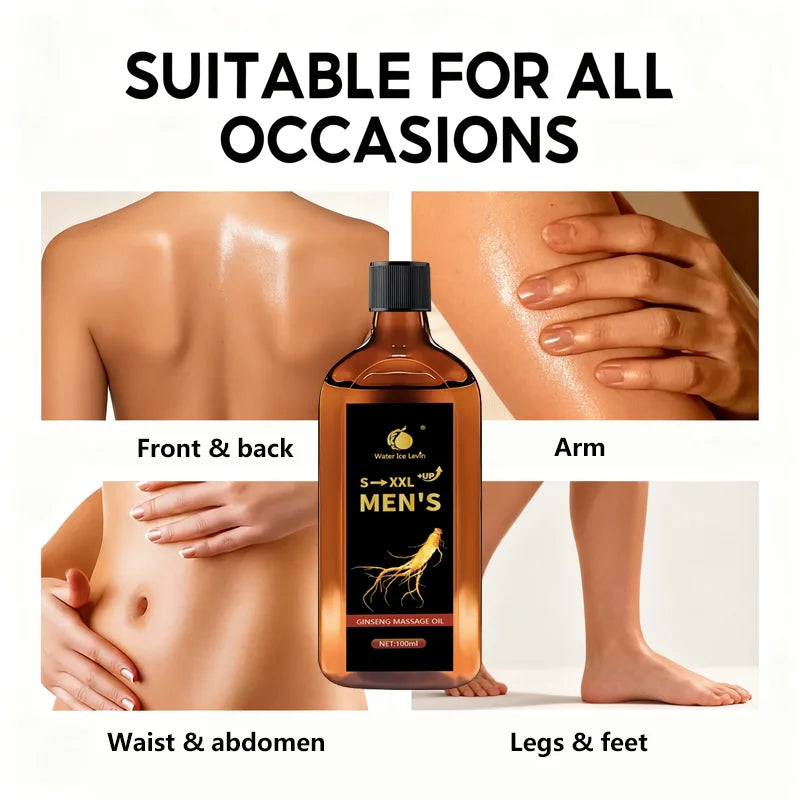 S-XXL +UP Men's Ginseng Massage Oil with Shea Butter - Hydrates & Firms Skin, Boosts Moisture Oasis Select
