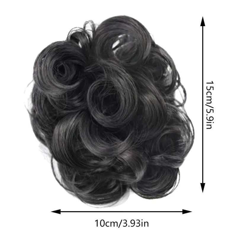 Synthetic Hair Bun Lifelike Messy Curly Wig Flower Bud Gripping Clip Elastic Women False Hair Pieces High Temperature Silk Oasis Select