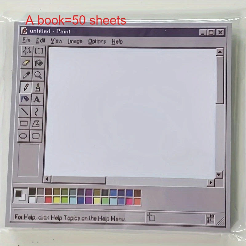 Vintage Computer Drawing Sticky Notes 50 Sheets - Ideal for Artists & Office Use,Durable Adhesive Notes, Sticky Notes for Office Oasis Select 50 Sheets
